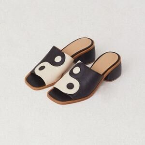 Paloma Wool $245 Balance Yin Yang Chunky Heel Mule Sandal Size 38/7.5